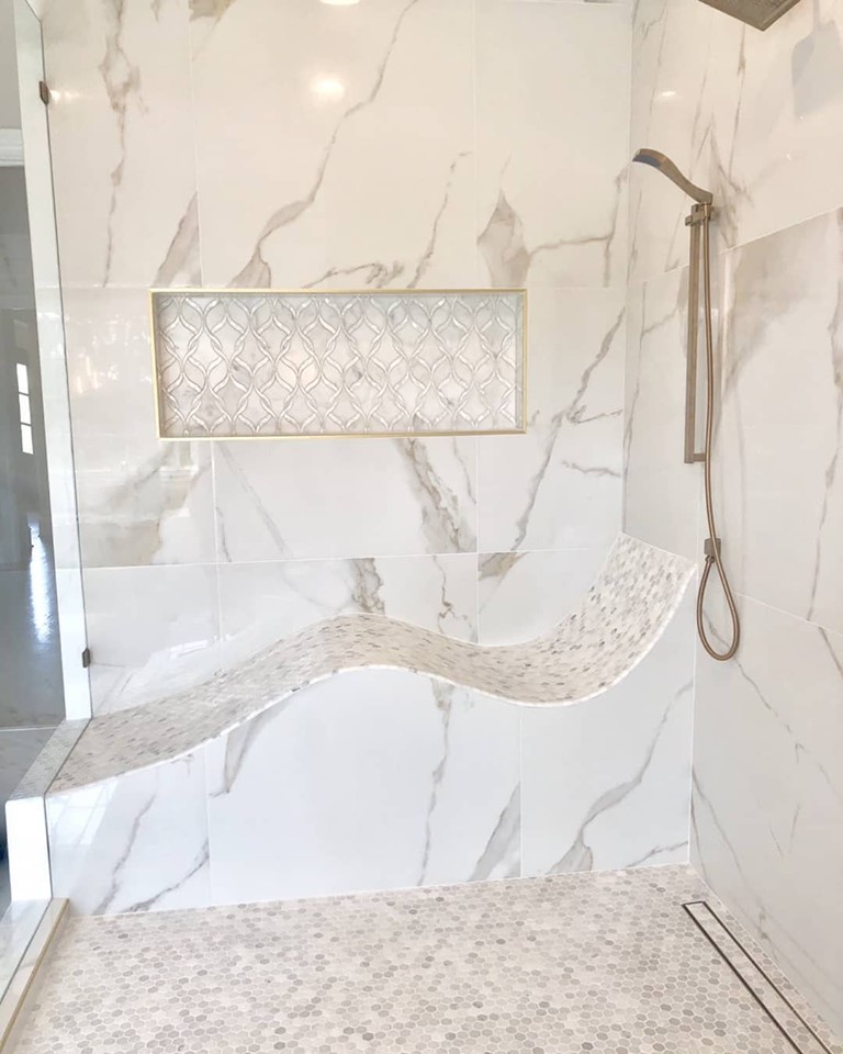 Porcelain Marble Shower Tile - Bianco Venato Marble Shower Tiles Design