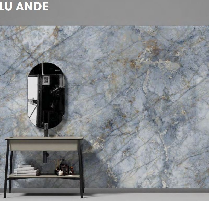 Granito-Blu-Ande  64" x 128" (12 MM) Book Matched Porcelain Slabs
