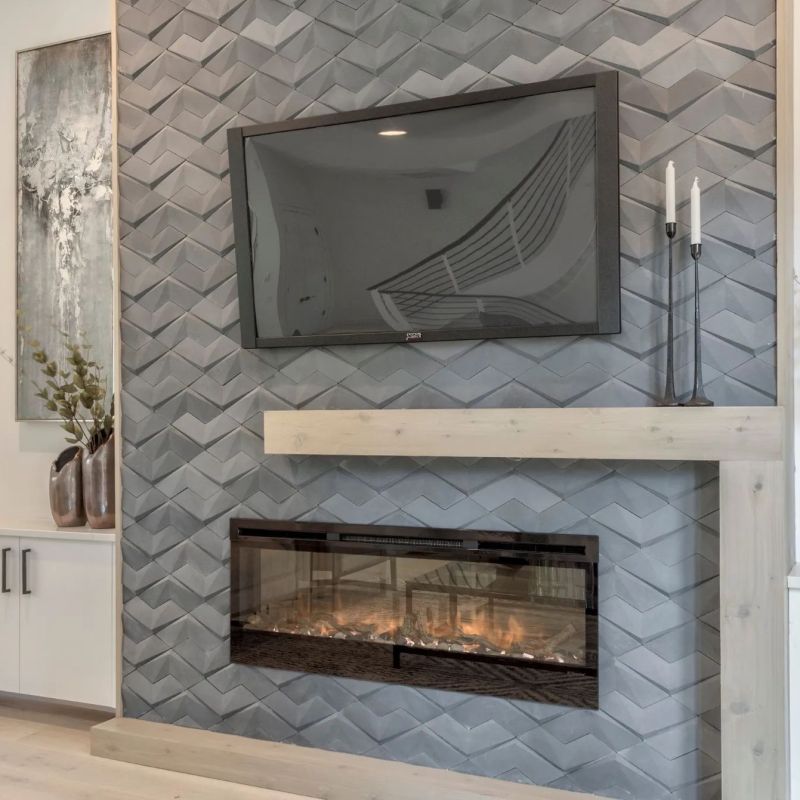 3D Concrete Modern Fireplace