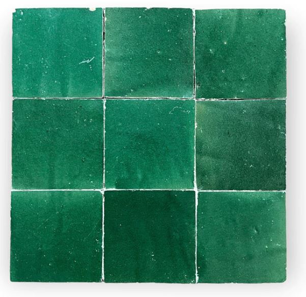 4x4" Jade-Green Zellige Hand Made Tile