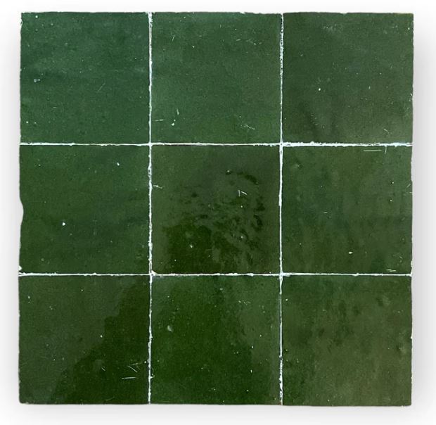 4x4" Moss-Green Zellige Hand Made Tile