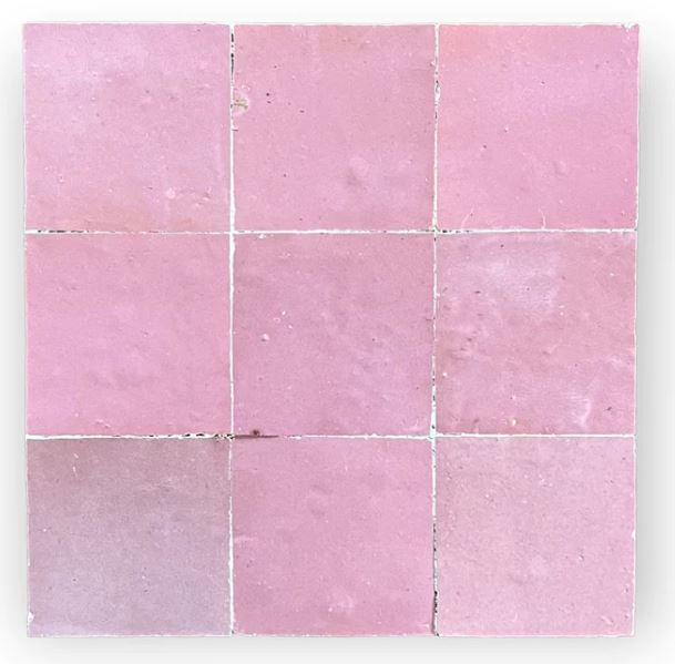 4x4" Seashell-Pink Zellige Hand Made Tile