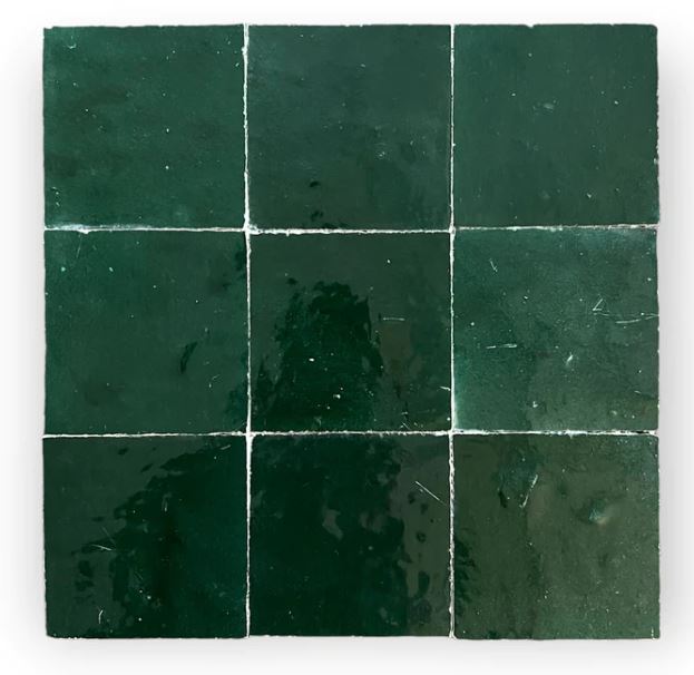 4x4" Forest-Green Zellige Hand Made Tile
