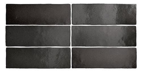 2.5x8" Pompeii Black Coal Ceramic Tile