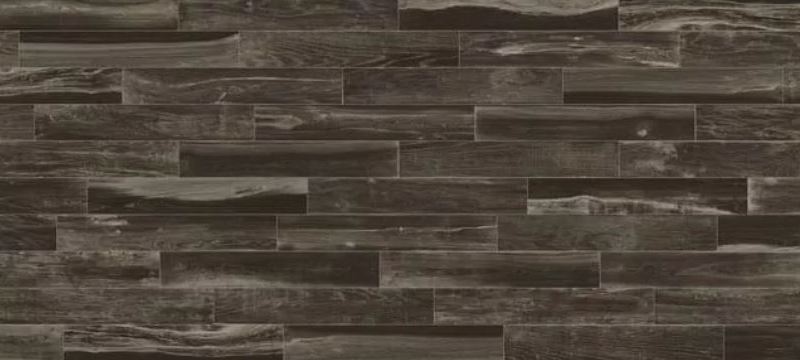 6x36" Lacquered-Wood-Black Porcelain Tile